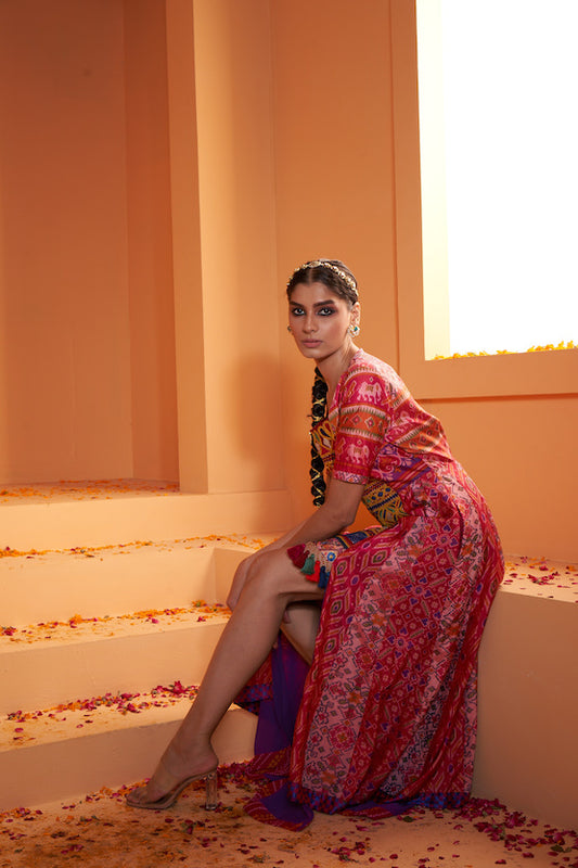 Blush Horizon Dress in Patola Silk